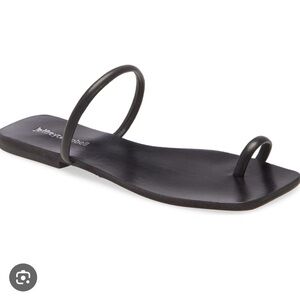 Jeffrey Campbell Darbey Toe Loop Black Leather Sandals